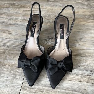 Y2K Kitten Heels 6.5 Black Bow Pointed Toe Vintage Nina New York